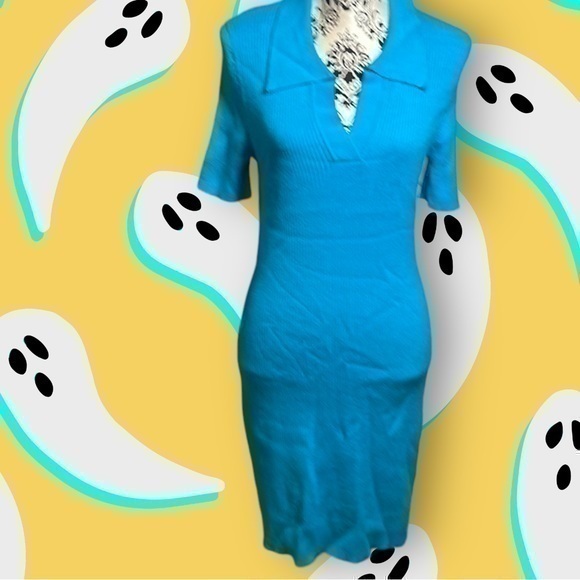 Women large stretchyMaterial blue dress37inch long15”arm pit to arm pit.NewYork - Picture 1 of 5